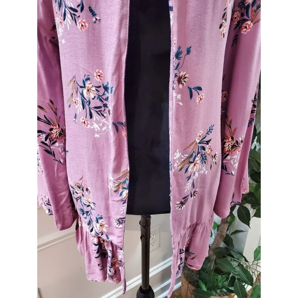Cotton On Women's Pink Floral Viscose Long Sleeve Open Front Casual Jacket XS - Picture 3 of 9
